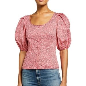 Brand New Parker Red Pebble Dot Puff Sleeve Blouse – Size M